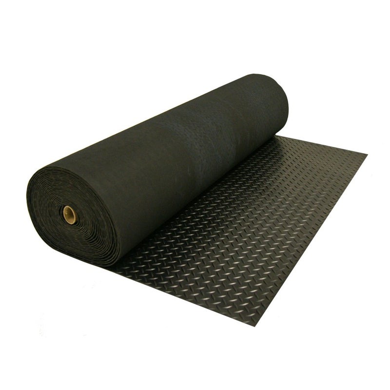 Rubber-Cal Diamond-Plate Rubber Flooring Rolls - 3 mm x 4 ft x 1.5 ft Rolls - Black - Image 4
